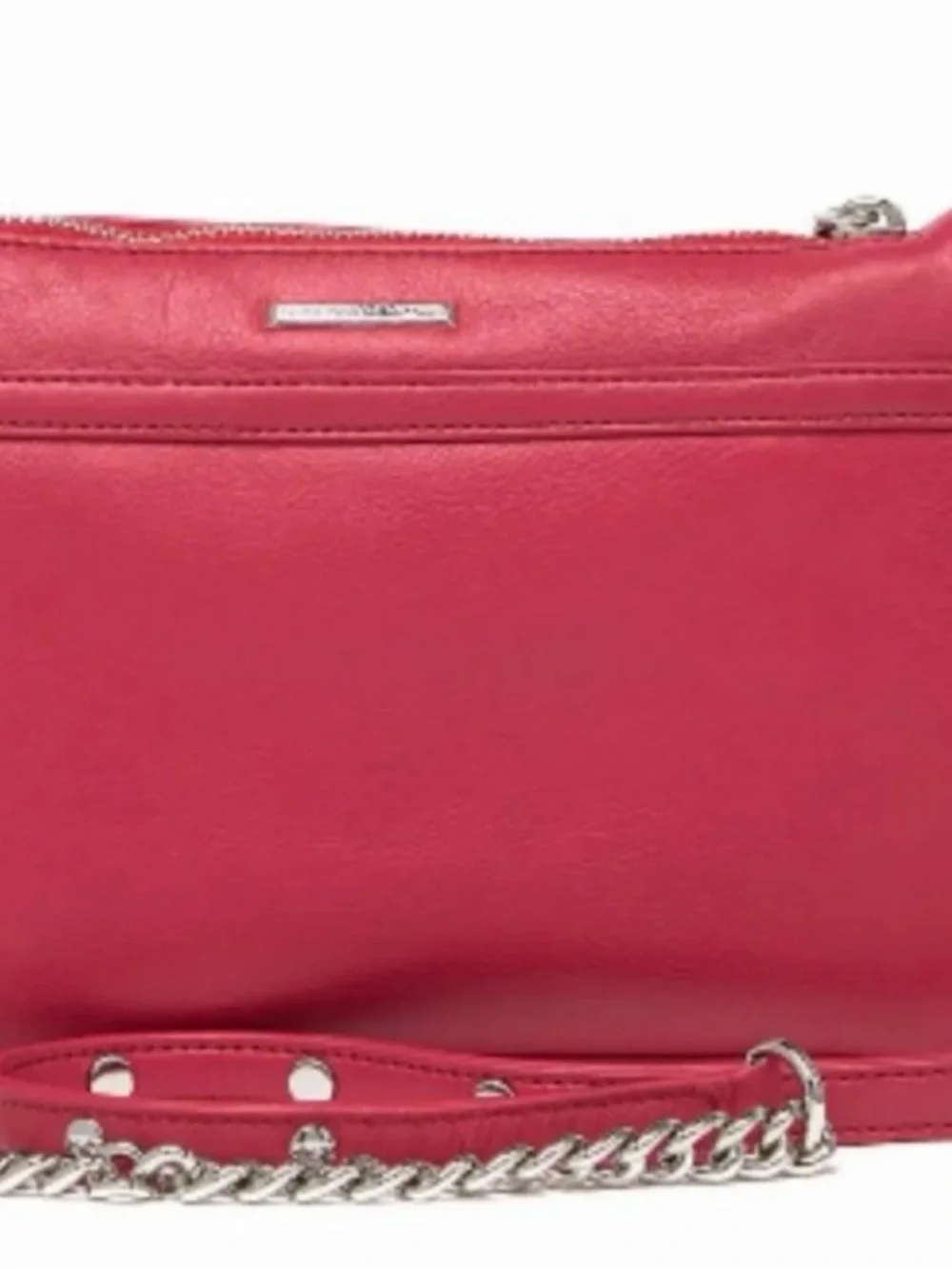 Red Leather Shoulder Bag with Silver Hardware